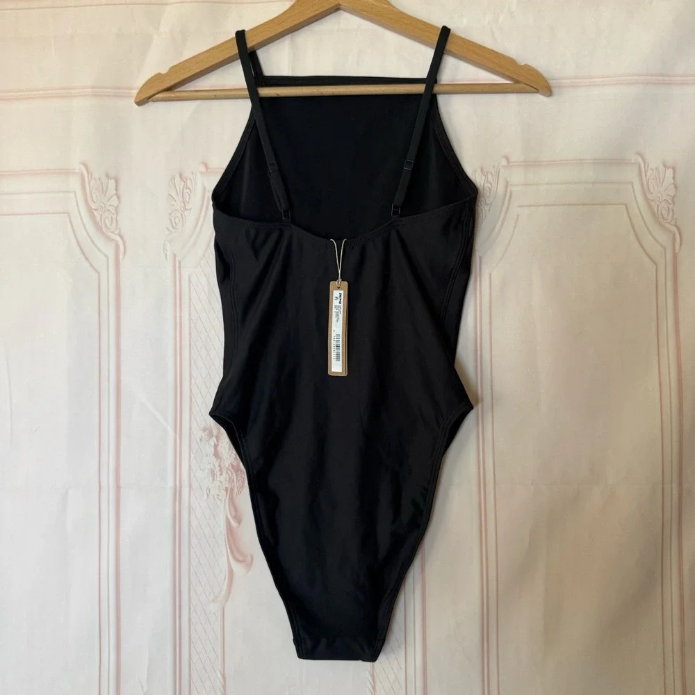 SKIMS Iconic Swim High Neck One Piece Obsidian Black Size S $94 NWT